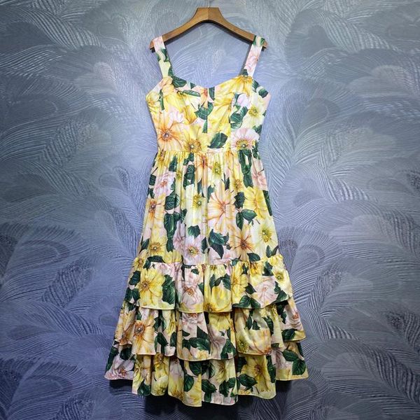 

women fashion square neck sleeveless print cake dress casual dresses, Black;gray