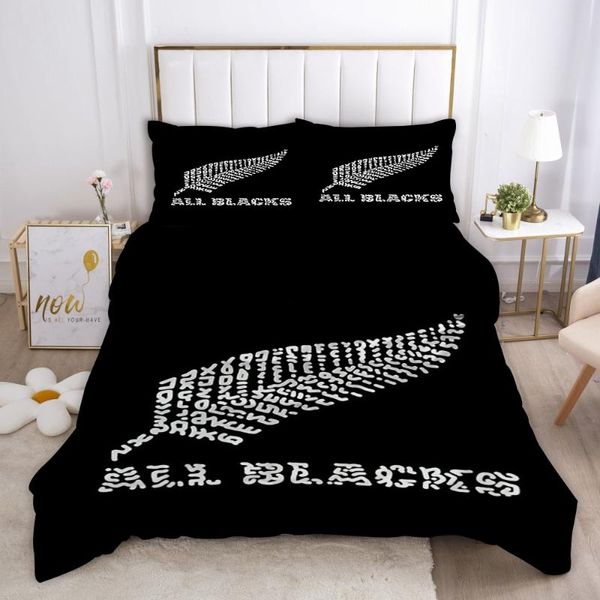 

bedding sets three-piece black background white dots leaf quilt cover 3d digital printing pillowcase us/eu/australia double -size bed