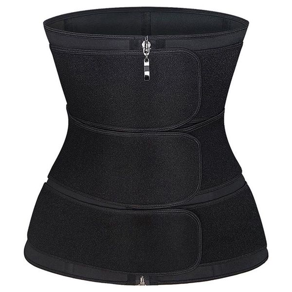 

women's shapers women burvogue waist trainer corset triple belt neoprene sweat body shaper slimming sheath reducing curve cinchers, Black;white
