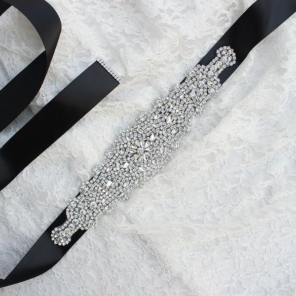 Hochzeitsschärpen Luxus Hunderte von Diamantgürteln Silber Klarer Kristall Brautgürtel Strass Schärpe für Pograph Prom Requisiten
