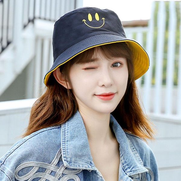 

wide brim hats 22 styles bucket for women double-sided panama sun bob reversible duck daisy hat cotton cap chapeau femme luxe gorra, Blue;gray