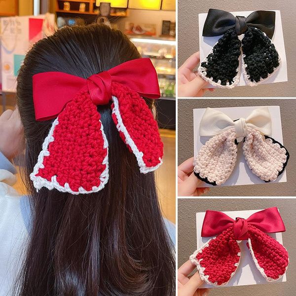 

hair accessories children's sweet and cute bow hairpin autumn winter girl clip baby headdress, Slivery;white