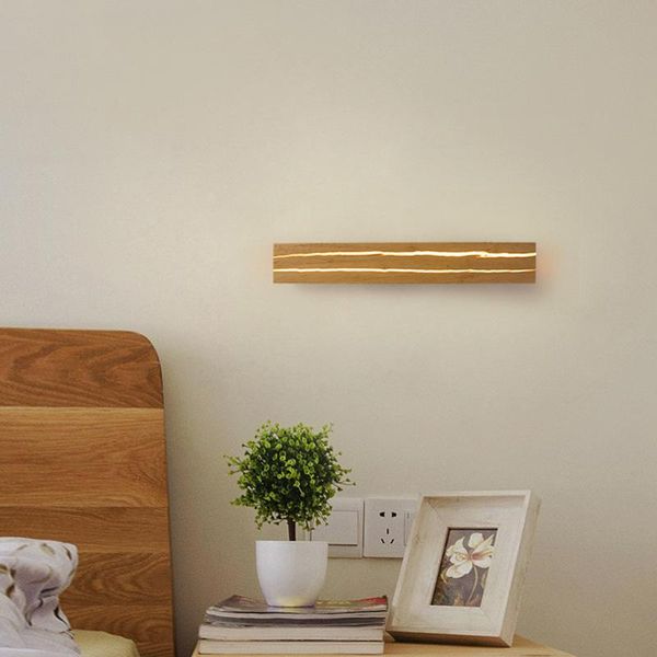 

wall lamp led room decor 12w24w log wood grain light a85/265v study bedroom bedside