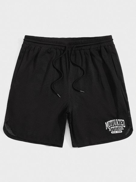 

men letter graphic mesh shorts z6qq#, Black