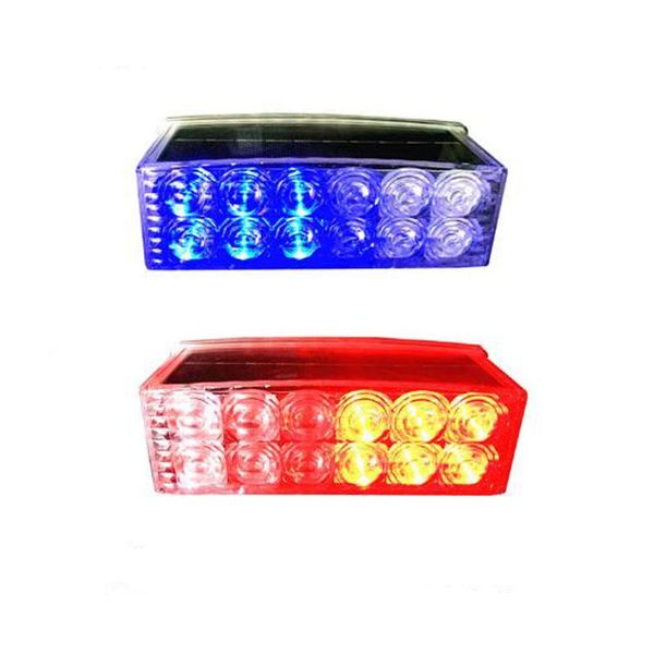 

design red & blue solar warning light with 12pcs led traffic