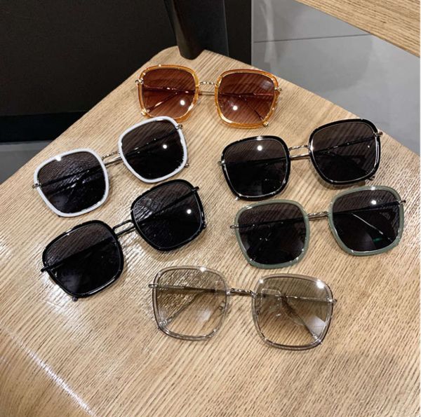 

large frame square green sunglasses for women's korean street po, White;black