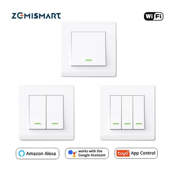 

smart home control zemismart tuya wifi eu wall light switch neutral required alexa google timer push button 220v interruptor
