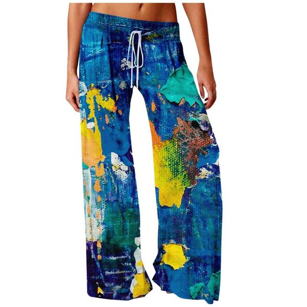 

women's pants & capris personality printed women wide leg long pantalon tie dye straight-leg female fashion vintage trousers, Black;white
