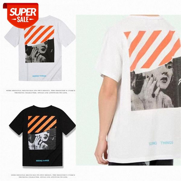 

european and american fashion brand off marilyn monroe white short-sleeved cotton round neck loose couple summer student t-shirt #m22x, White;black