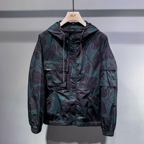 

men's jackets outdoor leisure multi-pocket flower jacket male personality trend autumn loose hooded, Black;brown