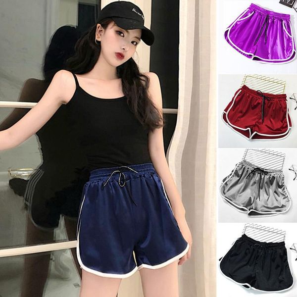 

women's korean thin wide leg sports shorts running fitness, Black;blue