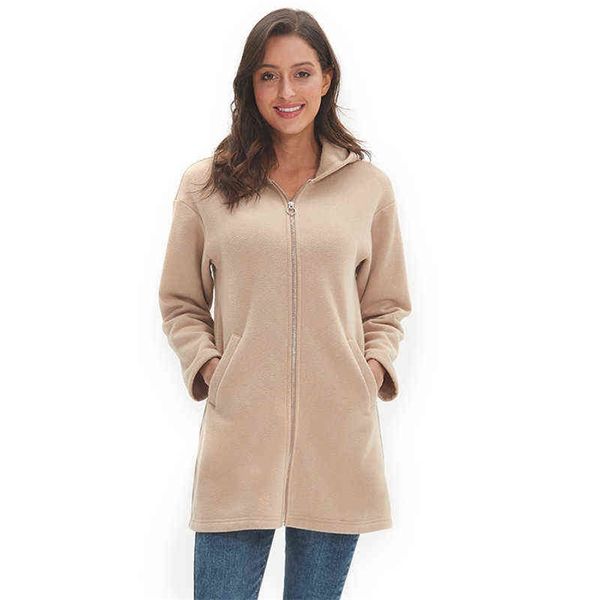 

s-5xl brushed women hoodie sweatshirt loose black yellow harajuku zipper oversized long pullover coat with pockets m30113 211117