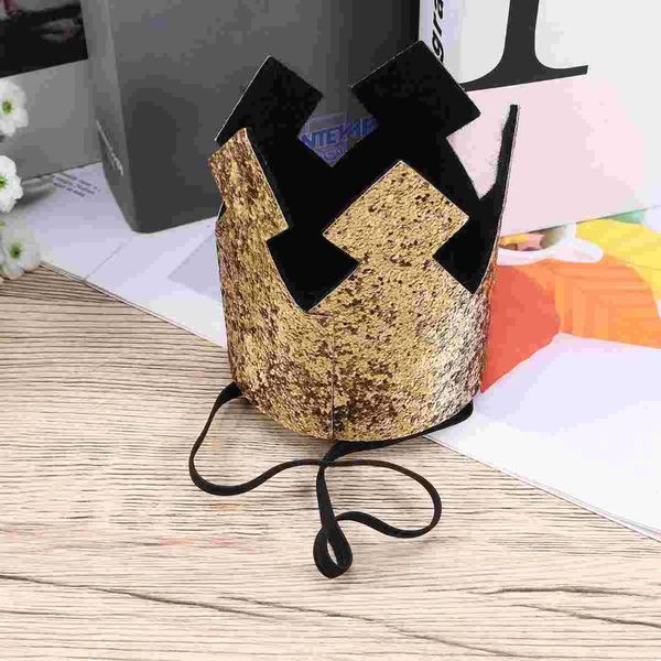 

party hats 1pc hat tiara crown supplies for kids baby birthday celebration shower po props black and golden