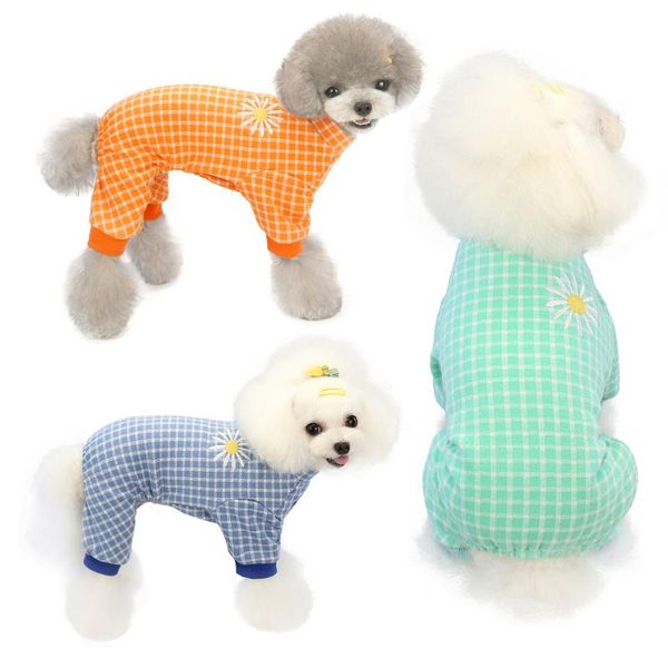 

dog apparel cute small pajamas pet clothes puppy jumpsuit for chihuahua pomeranian warm plaid 4 legs clothing s-2xl