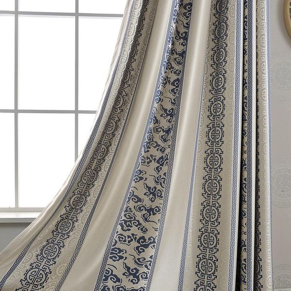 

curtain & drapes style modern chinese high-precision jacquard cotton and linen blackout curtains for living dining room bedroom
