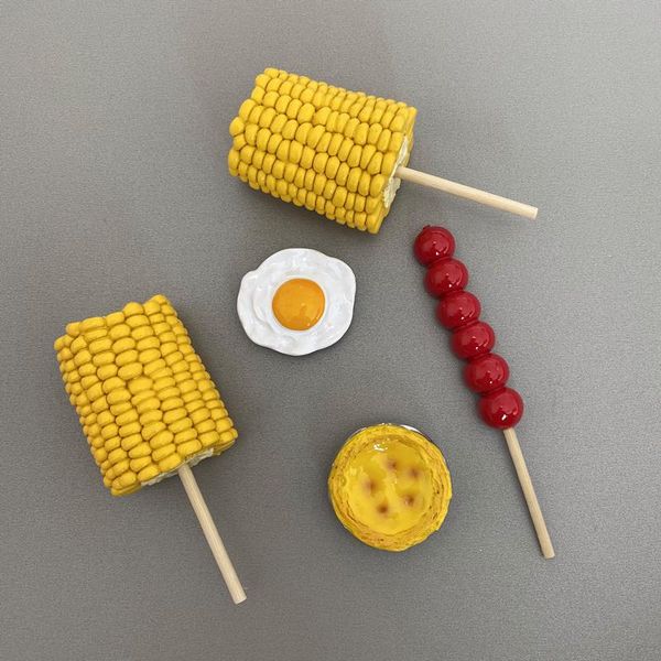 

fridge magnets creative emulation corn poached egg sugar-coated haws tart resin magnet for decor