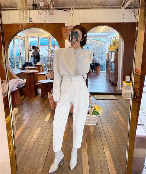 

women's jeans women harem pants fashion high waist white denim female trousers spring summer streetwear, Blue