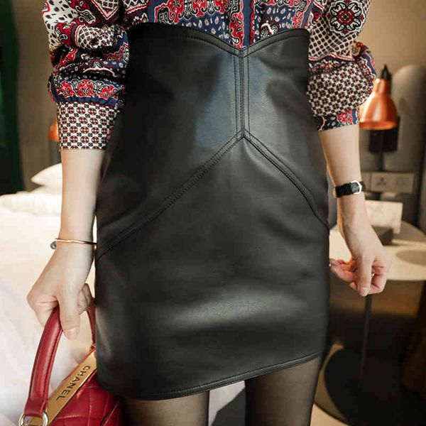 

skirts in spring of the black leather skirt high-waisted bust a word