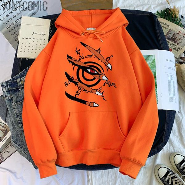 

men's hoodies & sweatshirts men hoodie anime clothes harajuku kurama ninjutsu print streetwear loose oversized, Black
