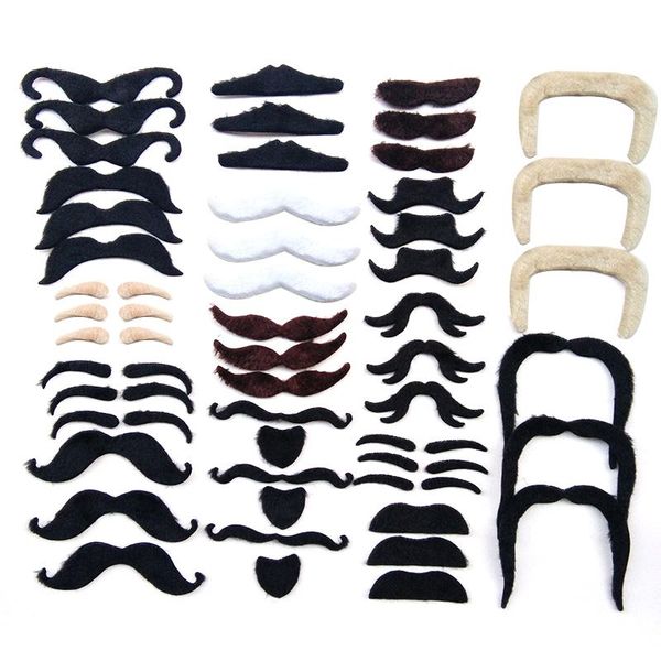 

party decoration 48pcs funny costume pirate mustache cosplay fake moustache beard for kids halloween