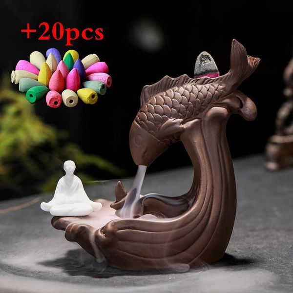 

creative big fish waterfall incense burner mountains river holder home decor accessories fragrance lamps