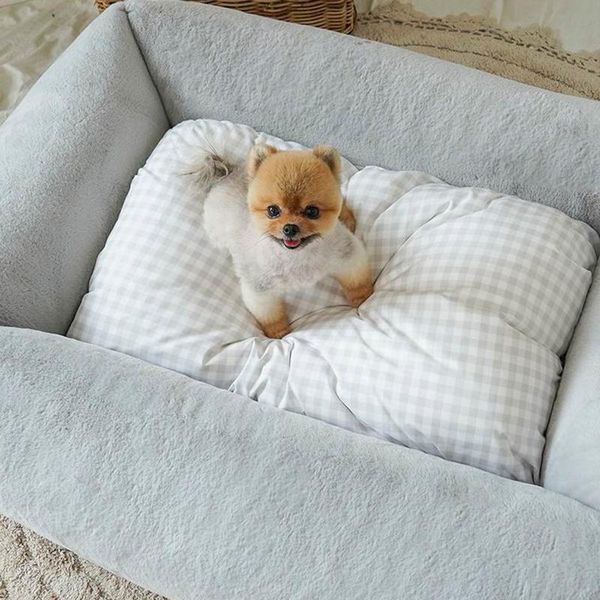 

cozy pet warmer high elastic square cute dog cat soft bed house beds & furniture