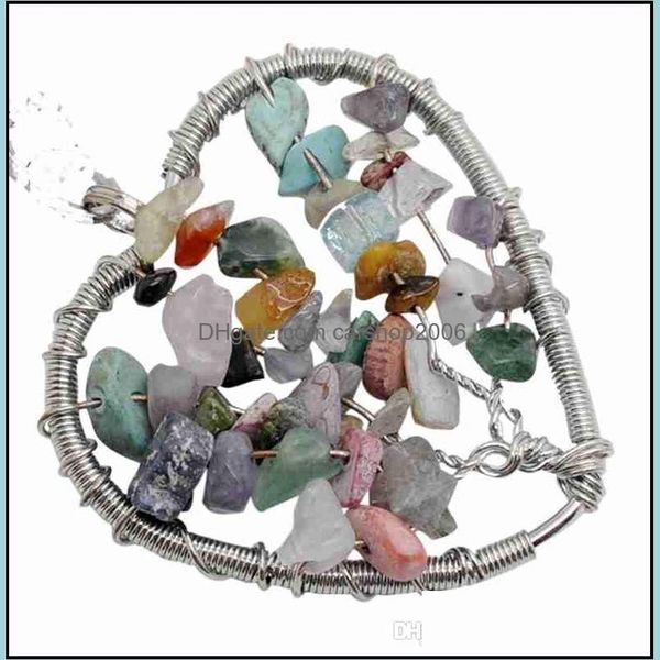 

pendant necklaces & pendants jewelryheart shaped seven gemstone tree of life pendant, womens necklace drop delivery 2021 7xhmc, Silver