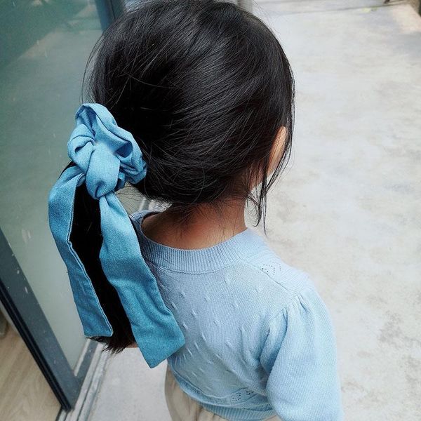 

casual jeans loop hair scrunchie elastic bands solid women girls headwear ponytail holder accessories 2021, Slivery;white