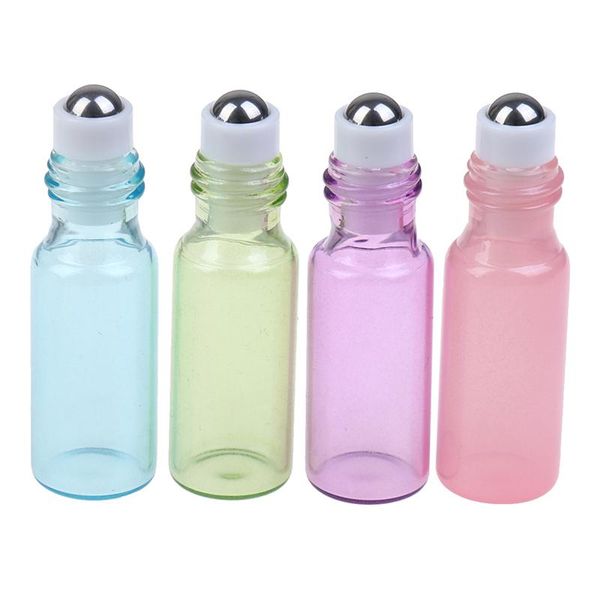 

2pcs 3/5ml gradient color thick glass roll on essential oil empty perfume bottle storage boxes & bins