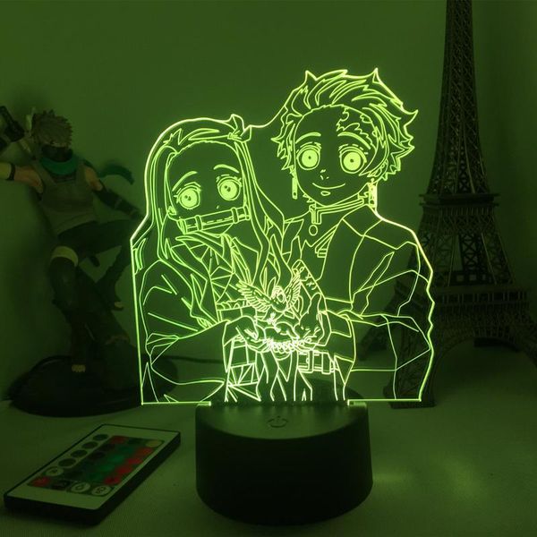 

night lights anime demon slayer figure led light for bedroom decor nightlight kids child table 3d lamp birthday gift
