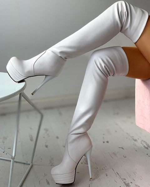 

boots plus size 32-46 for dropship lady thigh high platform autumn heels women party shoes woman, Black