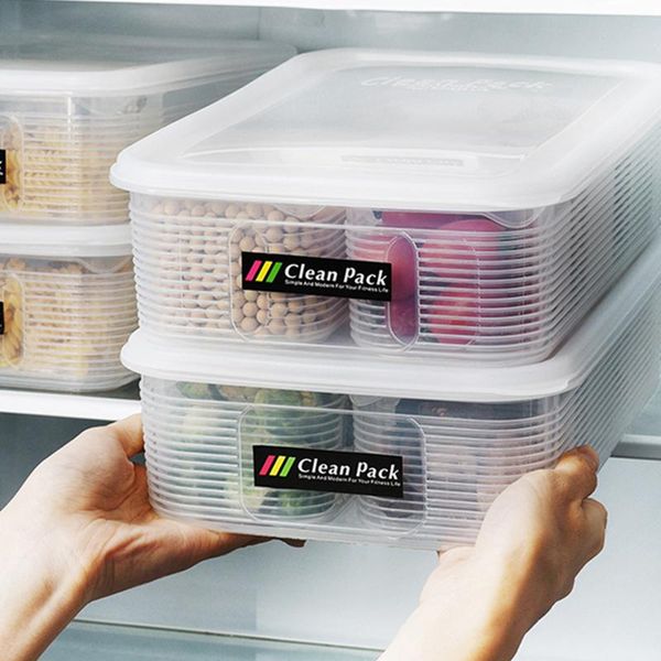 

grid storage box refrigerator plastic kitchen transparent stall ice powder ingredient bottles & jars