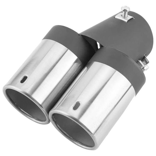 

manifold & parts universal dual-tube car tail pipe, two black and white tailpipes, stainless steel exhaust pipe
