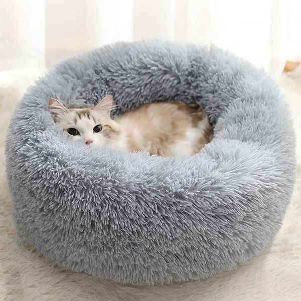 

plush super soft pet bed round cat cushion dog and zipper washable supplies beds & furniture