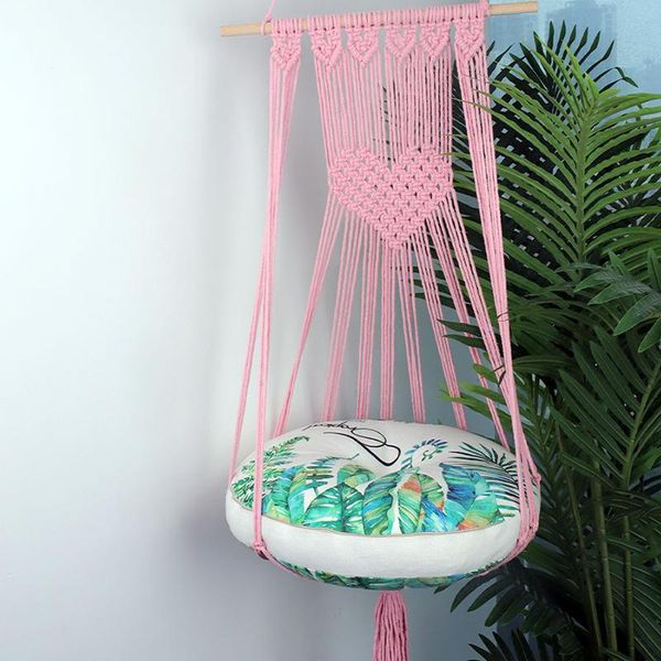 

hand-woven cat hammock dangling pet swing bed ethnic style decorative kitten hanging basket without mat hogard beds & furniture