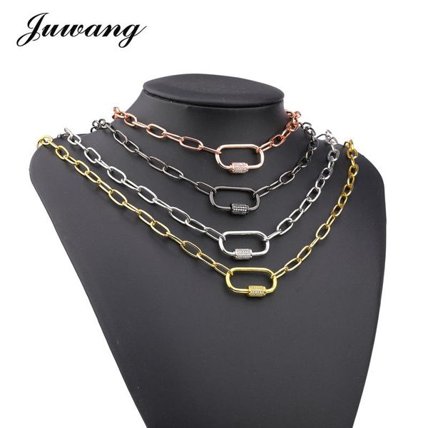 

cubic zirconia lock clasp pendants chains necklaces for women gold metal necklace 2021 design trendy jewelry gift, Silver
