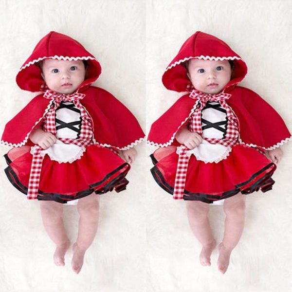 

girl's dresses pudcoco 2pcs 0-24m born baby girls tulle dress+cape cloak outfit little red riding hood cosplay po costume party clothes, Red;yellow