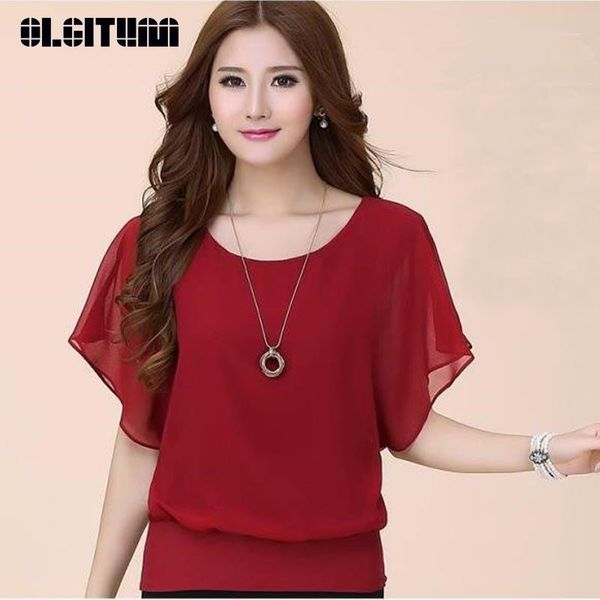 

female summer women o-neck solid casual hundred with thin bat sleeve chiffon shirt loose bs251 women's blouses & shirts, White