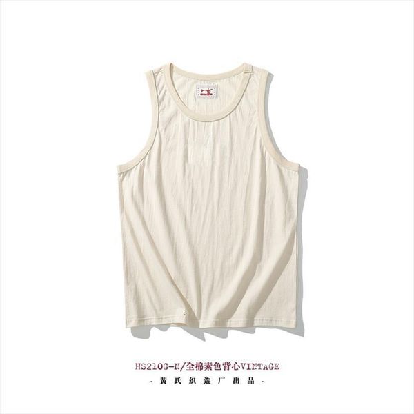 

akkad kuti spring summer men heavyweight cotton pure color mens vest sleeveless tee japanese retro casual tank, White;black