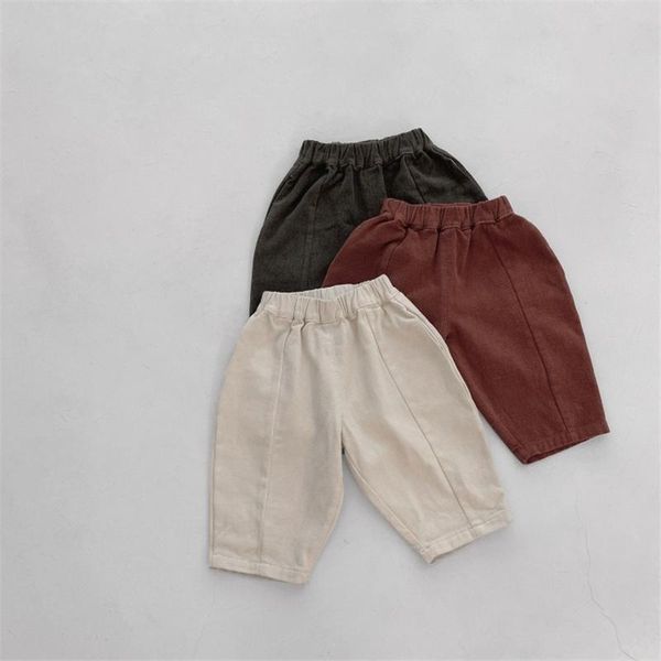 

trousers spring autumn patchwork loose cotton children solid color all-match casual pants 1-7t, Blue