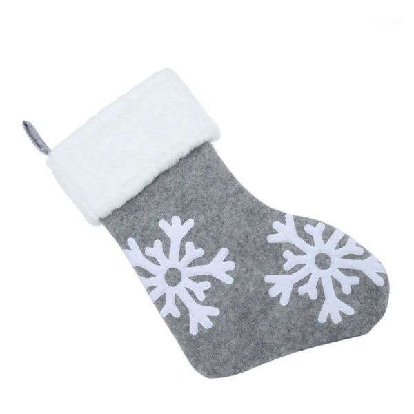 

christmas decorations 1pc sock decor present bag gift (grey)