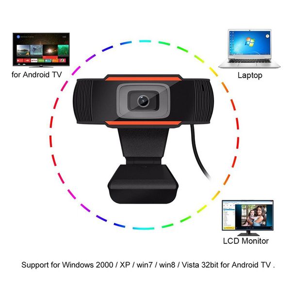 USB 2.0 sem foco automático 1080p gravação de vídeo HD webcam câmera web com microfone computador portátil