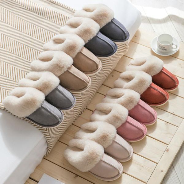 

slippers couples warm slip on home slipper for woman winter comfortable floor indoor shoes zapatos de mujer drop, Black