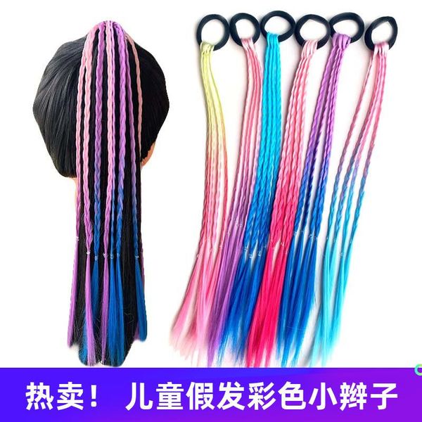 

hair accessories children's wig color braid ring rope dreadlocks ponytail girl baby band twist for girls, Slivery;white