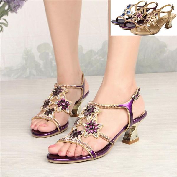 

dress shoes g-sparrow 2021 summer fashion chunky heel high-heeled sandals rhinestone purple blue gold high quality, Black