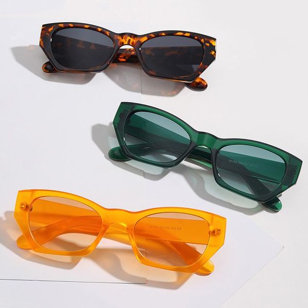 

sunglasses so&ei retro polygon cat eye jelly color women trending leopard shades uv400 men sun glasses, White;black