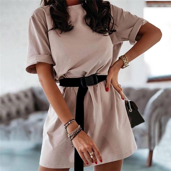 

women's tracksuits 2021 simple casual solid outfits two piece suit with belt home loose fitness fashion leisure summer, Gray
