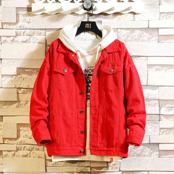 

jackets spring red black jeans slim fitness streetwear denim men hip hop bomber jacket homme autumn, Black;brown