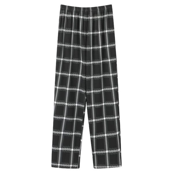 

men's sleepwear japanese style l-5xl men lattice pajamas summer cotton long pants simple elastic waist casual large size male home slee, Black;brown