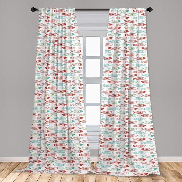 

curtain & drapes underwater curtains doodle tuna fish with dots zigzags waves fun pattern window for living room bedroom
